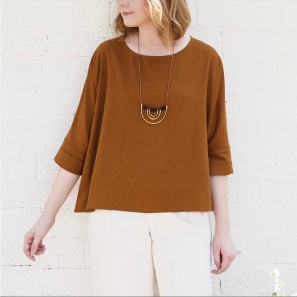 Jamie + The Jones Raw Silk Top in Pumpkin - Picture 3 of 7